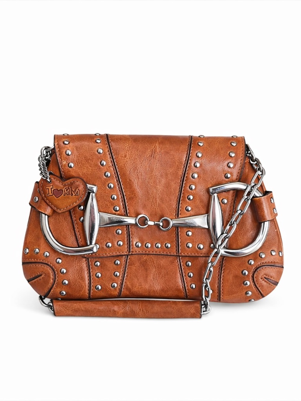 RINA RICH Caramel Y2K Horsebit Mini Baguette